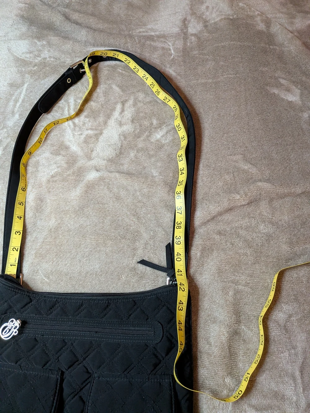 Vera Bradley Black Quilted Crossbody Bag Adjustable Strap Multi Pocket